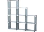 Herzberg HG-03633: Scaffale Per Libri Con Scaffale Per Scale A 9 Strati (125X125 Cm) - Grigio