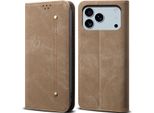Custodia Per Iphone 17 Pro, Custodia A Portafoglio In Pelle Con Chiusura Magnetica E Supporto Khaki