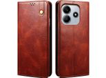 Custodia Per Xiaomi Redmi Note 14 4G In Pelle Flip Case Portafoglio Con Funzione Stand Rosso