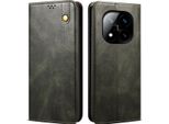 Custodia Per Xiaomi Redmi Note 14 Pro+ 5G Pelle Flip Case Portafoglio Con Funzione Stand Verde