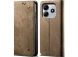 Custodia Per Xiaomi Redmi Note 14 4G, Custodia A Portafoglio In Pelle Con Chiusura Magnetica E Supporto Khaki