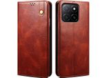 Custodia Per Honor 400 Lite In Pelle Flip Case Portafoglio Con Funzione Di Stand Rosso