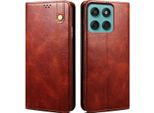Custodia Per Motorola Moto G86 Power In Pelle Flip Case Portafoglio Con Funzione Stand Rosso