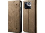Custodia Per Xiaomi 15 Pro, Custodia A Portafoglio In Pelle Con Chiusura Magnetica E Supporto Khaki
