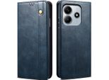 Custodia Per Xiaomi Redmi Note 14 4G In Pelle Flip Case Portafoglio Con Funzione Stand Blu