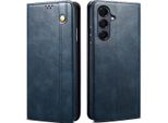 Custodia Per Samsung Galaxy A26 In Pelle Flip Case Portafoglio Con Funzione Stand Blu