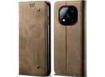 Custodia Per Xiaomi Redmi Note 14 Pro+ 5G, Custodia A Portafoglio In Pelle Con Chiusura Magnetica E Supporto Khaki