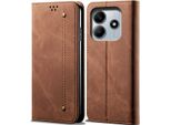 Custodia Per Xiaomi Redmi Note 14 4G, Custodia A Portafoglio In Pelle Con Chiusura Magnetica E Supporto Marrone