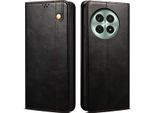 Custodia Per Oneplus 13 In Pelle Flip Wallet Con Funzione Stand Nero