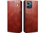 Custodia Per Oppo A5X In Pelle Flip Case Portafoglio Con Funzione Stand Rosso