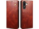 Custodia Per Samsung Galaxy M56 In Pelle Flip Case Portafoglio Con Funzione Stand Rosso