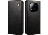 Custodia Per Xiaomi Redmi Note 14 Pro+ 5G Pelle Flip Case Portafoglio Con Funzione Stand Nero