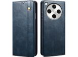 Custodia Per Oppo Find X8S In Pelle Flip Case Portafoglio Con Funzione Stand Blu
