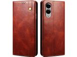 Custodia Per Samsung Galaxy S25 Edge In Pelle Flip Case Portafoglio Con Funzione Stand Rosso