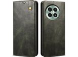 Custodia Per Oneplus 13 In Pelle Flip Wallet Con Funzione Stand Verde