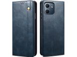 Custodia Per Oppo A5X In Pelle Flip Case Portafoglio Con Funzione Stand Blu