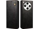 Custodia Per Oppo Find X8 In Pelle Flip Case Portafoglio Con Funzione Stand Nero