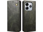 Custodia Per Xiaomi Redmi Note 14 4G In Pelle Flip Case Portafoglio Con Funzione Stand Verde