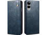 Custodia Per Samsung Galaxy S25 Edge In Pelle Flip Case Portafoglio Con Funzione Stand Blu