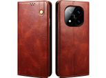 Custodia Per Xiaomi Redmi Note 14 Pro+ 5G In Pelle Flip Case Portafoglio Con Funzione Stand Rosso