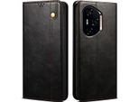 Custodia Per Honor 400 In Pelle Flip Case Portafoglio Con Funzione Stand Nero