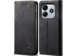 Custodia Per Xiaomi Redmi Note 14 4G, Custodia A Portafoglio In Pelle Con Chiusura Magnetica E Supporto Nero