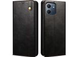 Custodia Per Oppo A5X In Pelle Flip Wallet Case Con Funzione Stand Nero