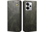 Custodia Per Realme 14 In Pelle Flip Case Portafoglio Con Funzione Stand Verde