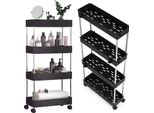 Scaffale Da Bagno In Plastica Con 4 Ripiani E Ruote, Nero, Di Modernhome