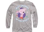 Peppa Pig - Maglietta "Best Grandpa In The World"" Per Uomo/Donna Unisex, Manica Lunga TV21385 (L) (Grigio Screziato)"