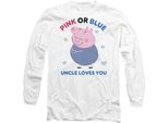 Peppa Pig - Maglietta "Zio Pig Ti Ama"" Rosa O Blu Per Uomo/Donna Unisex, Manica Lunga TV21398 (M) (Bianco)"