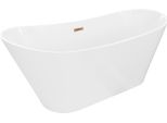 Mexen Dora Vasca Da Bagno Freestanding 160 X 75 Cm, Bianca, Troppopieno Oro Rosa - 52071607500-60