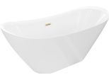 Mexen Lotos Vasca Da Bagno Indipendente 160 X 75 Cm, Bianca, Troppopieno Oro Spazzolato - 52051607700-55