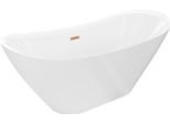 Mexen Lotos Vasca Da Bagno Freestanding 180 X 75 Cm, Bianca, Troppopieno Rame Spazzolato - 52051807700-65