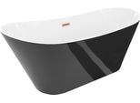 Mexen Dora Vasca Da Bagno Indipendente 150 X 75 Cm, Bianca/Nera, Troppo Pieno Rame Spazzolato - 52071507575-65