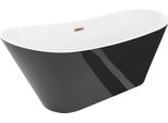 Mexen Dora Vasca Da Bagno Indipendente 160 X 75 Cm, Bianca/Nera, Troppo Pieno Oro Rosa - 52071607575-60