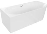 Mexen Mia Vasca Da Bagno Indipendente Ad Angolo Sinistro 150 X 75 Cm, Bianca, Troppopieno Gun Gray Spazzolato - 52691507500L-66