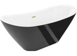Mexen Lotos Vasca Da Bagno Indipendente 160 X 75 Cm, Bianca/Nera, Troppopieno Oro Spazzolato - 52051607775-55