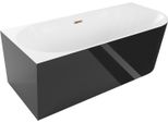 Mexen Mia Vasca Da Bagno Freestanding Angolare Sinistra 160 X 75 Cm, Bianca/Nera, Troppopieno Oro Rosa - 52691607575L-60