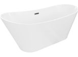 Mexen Dora Vasca Da Bagno Freestanding 160 X 75 Cm, Bianca, Troppopieno Gun Gray Spazzolato - 52071607500-66
