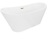 Mexen Dora Vasca Da Bagno Autoportante 160 X 75 Cm, Bianca, Troppopieno Dorato - 52071607500-50