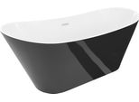 Mexen Dora Vasca Da Bagno Freestanding 150 X 75 Cm, Bianca/Nera, Troppo Pieno Bianco - 52071507575-20