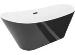 Mexen Dora Vasca Da Bagno Freestanding 160 X 75 Cm, Bianca/Nera, Troppopieno Nero - 52071607575-70
