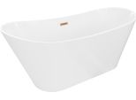 Mexen Dora Vasca Da Bagno Indipendente 160 X 75 Cm, Bianca, Troppo Pieno Rame Spazzolato - 52071607500-65