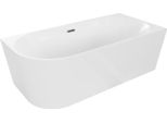 Mexen Mia Vasca Da Bagno Indipendente Angolare Destra 160 X 75 Cm, Bianca, Troppopieno Gun Gray Spazzolato - 52691607500P-66