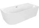 Mexen Mia Vasca Da Bagno Autoportante Ad Angolo Destra 170 X 80 Cm, Bianca, Troppo Pieno Oro Rosa - 52691708000P-60
