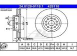 2X Ate 24.0128-0118.1 Disco Freno Asse Anteriore