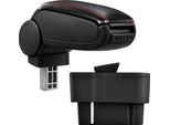 [Bracciolo Centrale, Perfetto Per Opel Corsa D Dal 2006 - Bracciolo Con Vano Portaoggetti - Rivestito - Pelle Artificiale Nera Con Cuciture Rosse