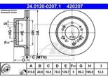 2X Ate 24.0120-0207.1 Disco Freno Asse Posteriore