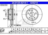 2X Disco Freno Ate 24.0125-0214.1 Per Mazda 3 Hatchback (Bm Bn) CX-3 (Dk)